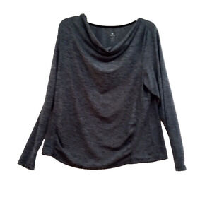 Apana Women's Athletic Top Mock Neck Long‎ Sleeve Gray Size 2X Polyester/Spandex